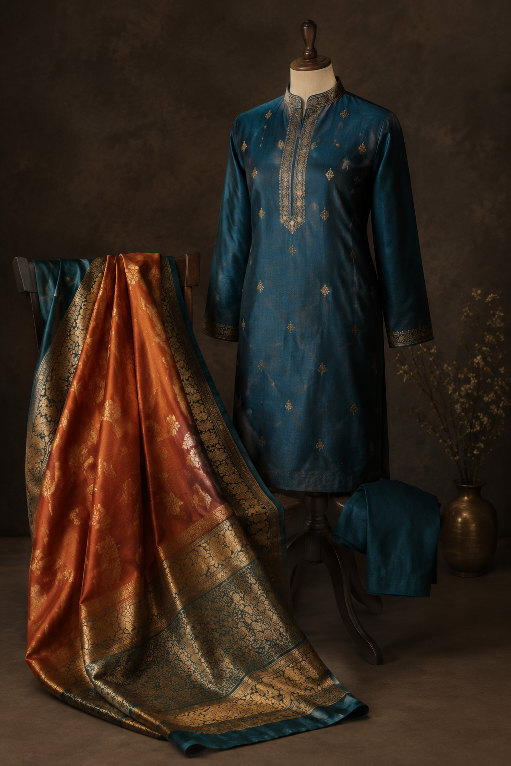 Handloom-inspired kurta and drape